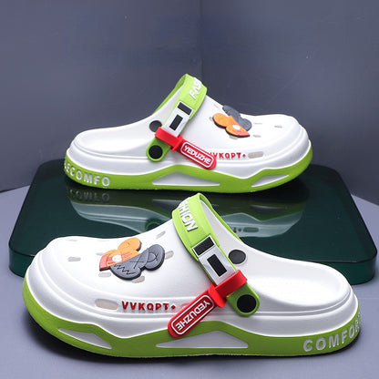 Summer Hole Shoes Men Wear Casual Fashion Non-slip Portable Sports Sandals Beach Step on Toe Breathable Slippers for Men Outdoor