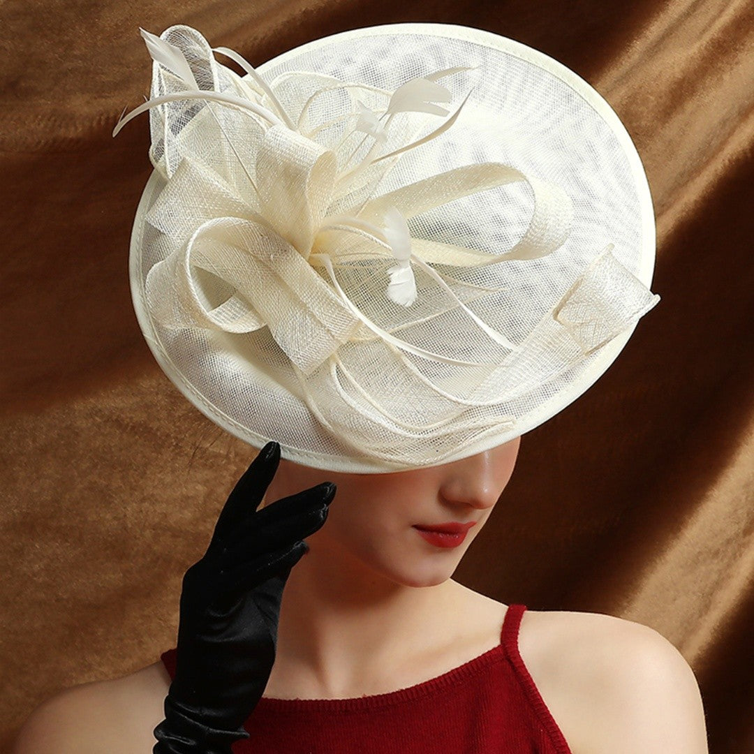 Grande Chapéu Fascinator Sinamay em Promoção Quente Chique Colorido Kentucky Derby Hat Chapéu de Chá com Flores Adorno de Cabeça Feminino Cartola Chapéu de Igreja