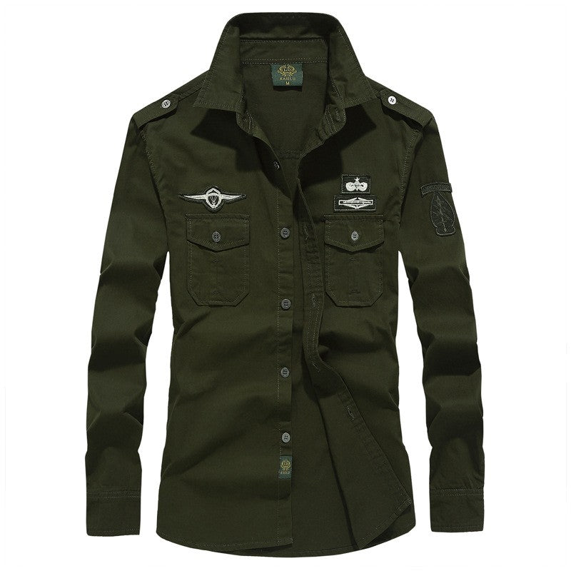 Spring Autumn Men Long Sleeve Cargo Polo Shirt Men Casual Fashion Cotton Shirt Men Tactic Military Embroidery Tops Plus Size 6XL