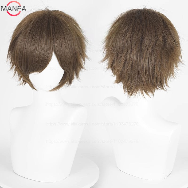 Anime 30cm Curta Reta Peruca Cosplay Preto Branco Verde Marrom Roxo Azul Cinza Vermelho Dourado Homens Mulheres Cabelo Sintético Resistente ao Calor