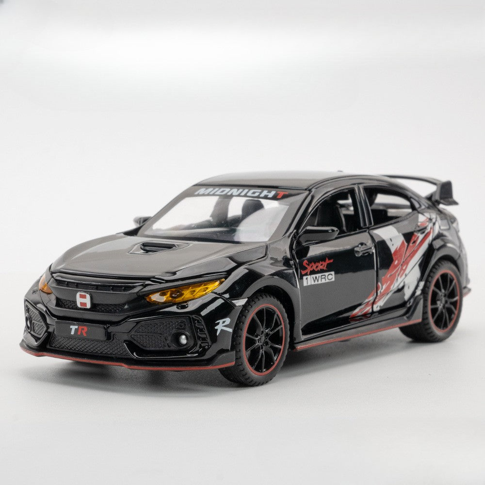 Scale 1:32 CIVIC TYPE-R Car Model Toy Doors Opened Music Light Pull Back Miniature Vehicle Models Deicast Metal Gifts for Kids