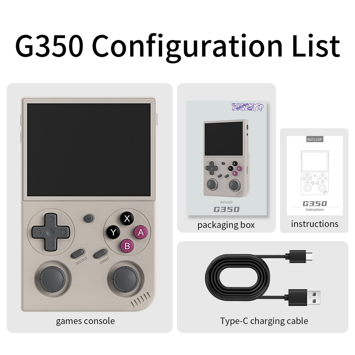 BATLEXP G350 Handheld Game Console 3.5'' IPS Screen Linux System Dual Joystick Vibration Motor Retro Portable Video Console Gift