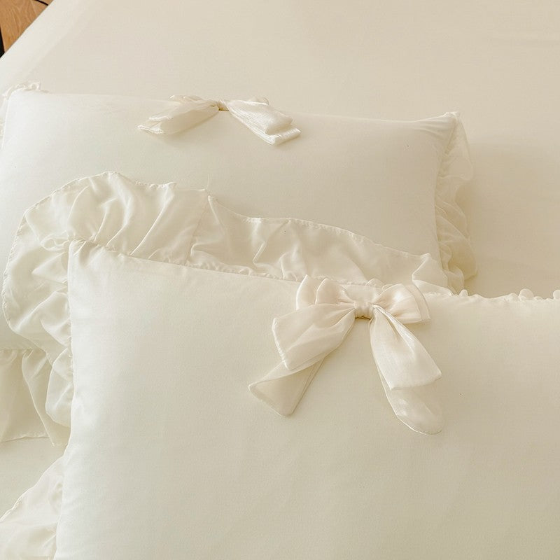 3pcs White Bedding set ruffles Duvet Cover Set (1*Duvet Cover + 2*Pillowcase, Without Core)for bedroom guest room
