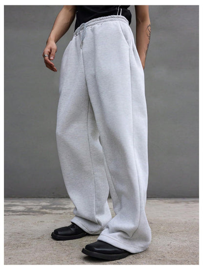 25 European and American men's waist trousers waist drawstring straight wide-leg loose trousers sports trousers pocket men pants