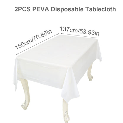 Rectangle PEVA Tablecloth Table Cloth Overlays Wedding Christmas Home Dining Table Decor 2024 Baby Shower Birthday Party Decor