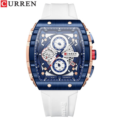 CURREN Fashion men watch brand unique square design luxury quartz sports tape watches men waterproof
