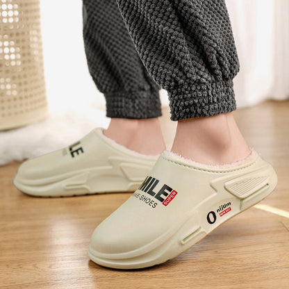 New Winter Men Warm Slippers Cotton Slippers Outdoor Indoor Cotton Shoes Waterproof Mens Comfortable Home Bedroom Plush Slippers