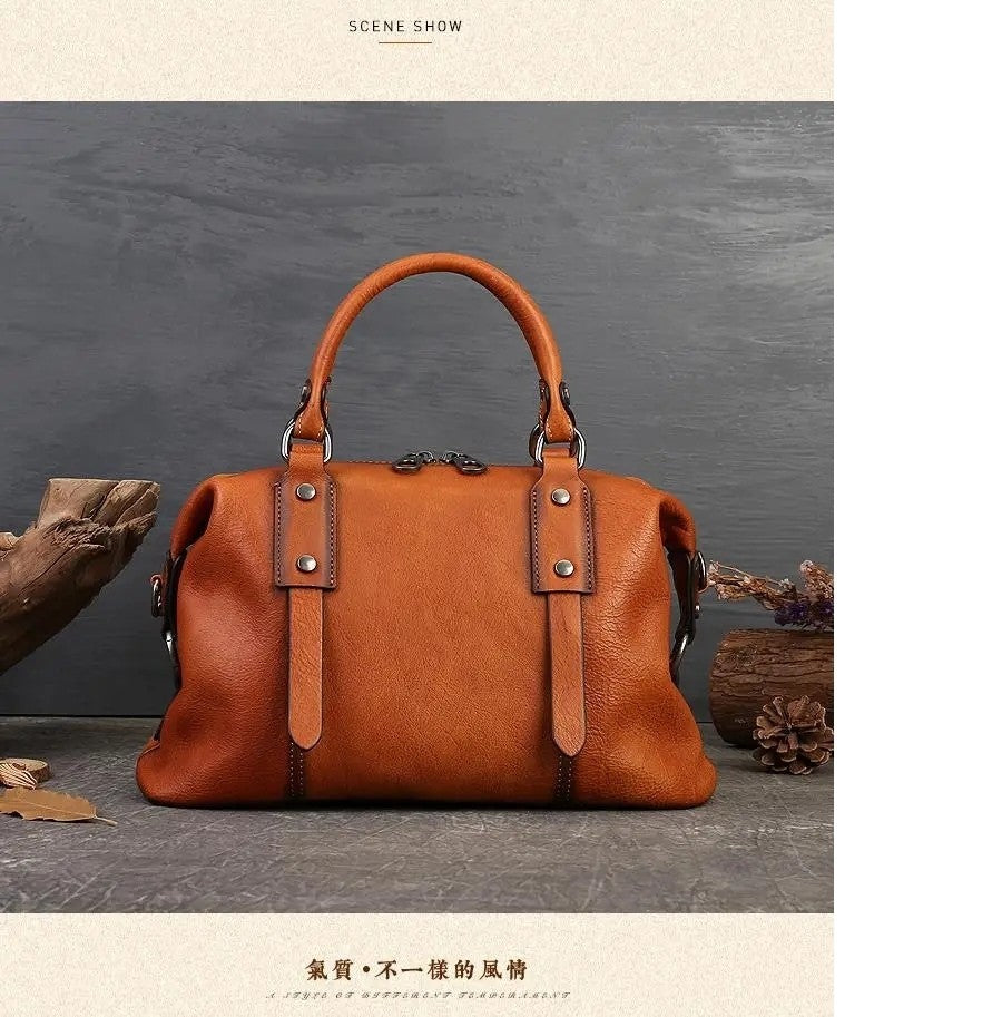 MOTAORA 2025 New Genuine Leather Satchel Tote Bag Top Handle Handbag Designer Shoulder Bag Large Capacity Cross Body Bag Vintage