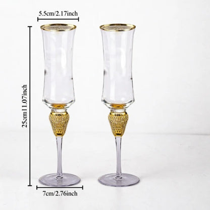 Conjunto 2 Peças Taças de Cristal Luxo Vinho Tinto Copos Altos para Festa Champanhe Flute Copos de Beber