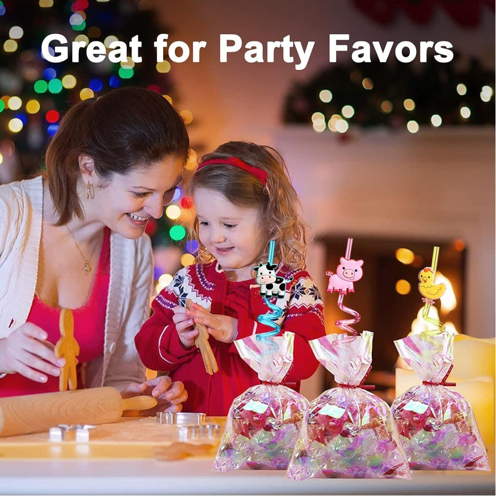 8pcs Reusable farm animal drinking straws party supplies chickens sheep horses cows pigs barns farms birthday party decorations