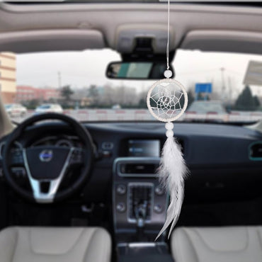 Mini Dream Catcher Car Pendant Accessory Interior for Girls Feather Mirror Hanging Pendant Home Decor Lucky Car Ornament Girls