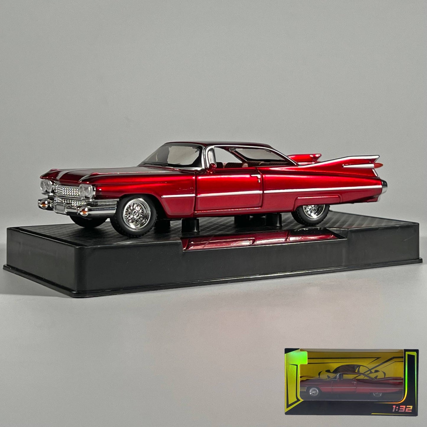 1:32 Cadillac Eldorado Biarritz Classic Retro Car Carro de Brinquedo em Metal Fundido com Som e Luz para Colecionar Puxar para Trás Hobby