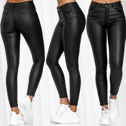 2025 Fashion Faux Leather Pants Women's Sexy Stretch Casual Leggings Solid  Leather Bodycon Pencile Pants For Women Streetwear