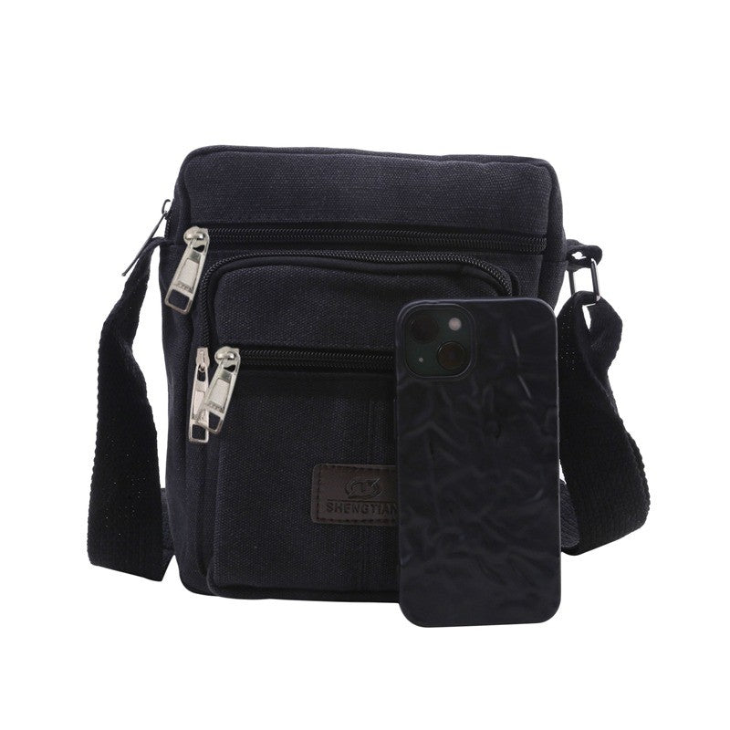 Multifunctional Men's Shoulder Bag Flap Solid Color Casual Messenger Canvas Travel Male Crossbody Bags