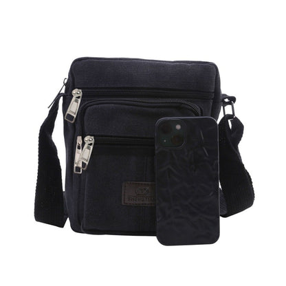 Multifunctional Men's Shoulder Bag Flap Solid Color Casual Messenger Canvas Travel Male Crossbody Bags