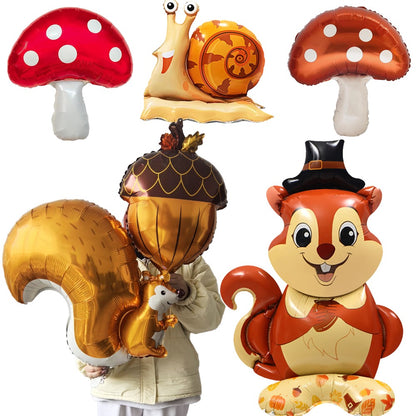Cartoon Animal Standing Squirrel Balloon Pinecone Shaped Aluminum Film Balloon Forest Theme Baby Shower Birthday Party Decor