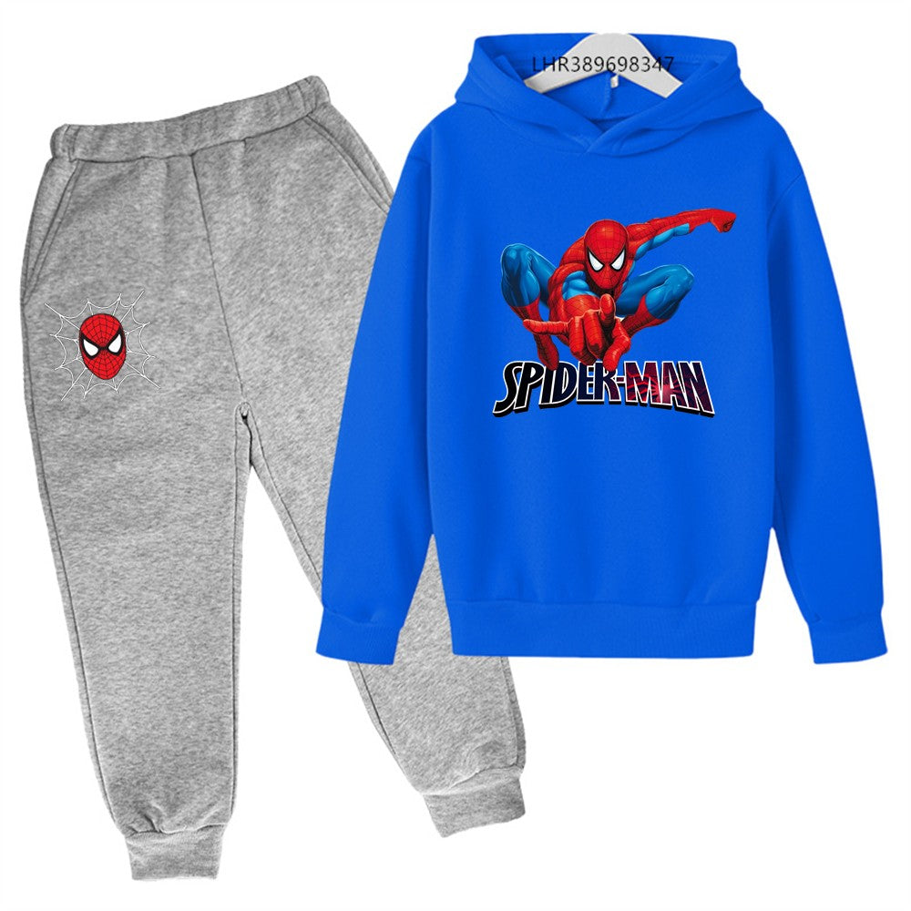 Autumn winter children's hoodie Spider-Man clothing leisure outerwear sweatshirt +pants set  Suitable 3-12 years Boys girls gift
