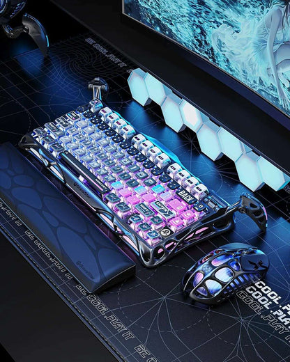 Teclado Mecânico Gravastar K1 Sem Fio Bluetooth em Liga de Alumínio Tri-Modo RGB Acessórios de PC para Jogos E-sports