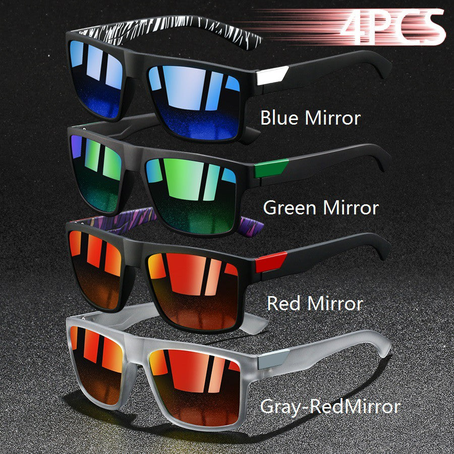 4 PCS Fashion Vintage Square Sunglasses Men Fishing Driving Man Luxury Brand Designer Sun Glasses Anti-Glare Retro Eyewear UV400