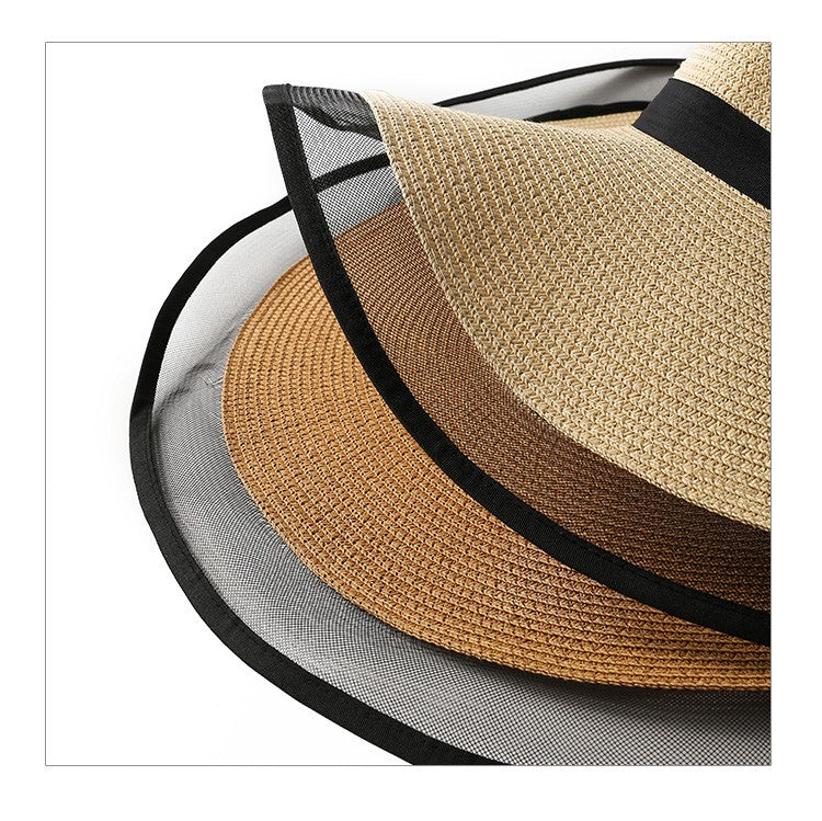 Chapéu de Sol Feminino, Aba Grande, Ondas, Boné de Praia, Chapéu Feminino, Viseiras de Sol de Aba Grande, Boné Panamá com Proteção UV, Chapéu Dobrável de Palha, Protetor Solar Vintage