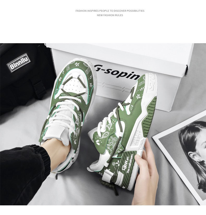 Men's thick soled casual shoes four season soft soled outdoor walking shoes student flat shoes youth fashion sports board shoes