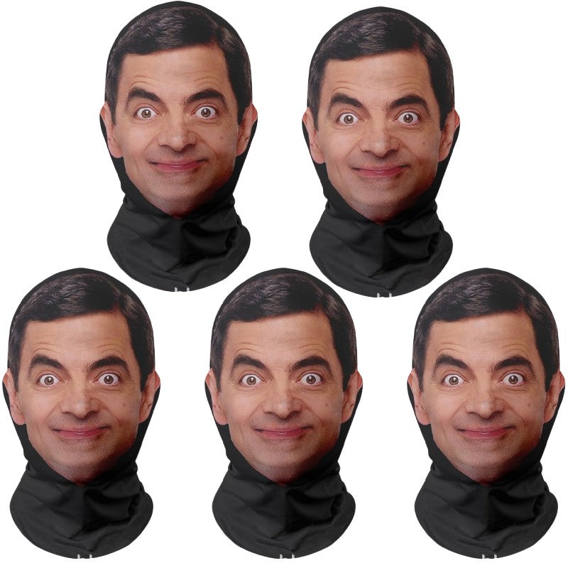1-5PCS 3D Cosplay Mr. Bean Face Mask Funny Elastic Mesh for Men Women Cosplay Role Play Headdress Christmas New Year Gifts