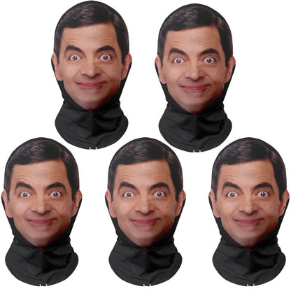 1-5PCS 3D Cosplay Mr. Bean Face Mask Funny Elastic Mesh for Men Women Cosplay Role Play Headdress Christmas New Year Gifts