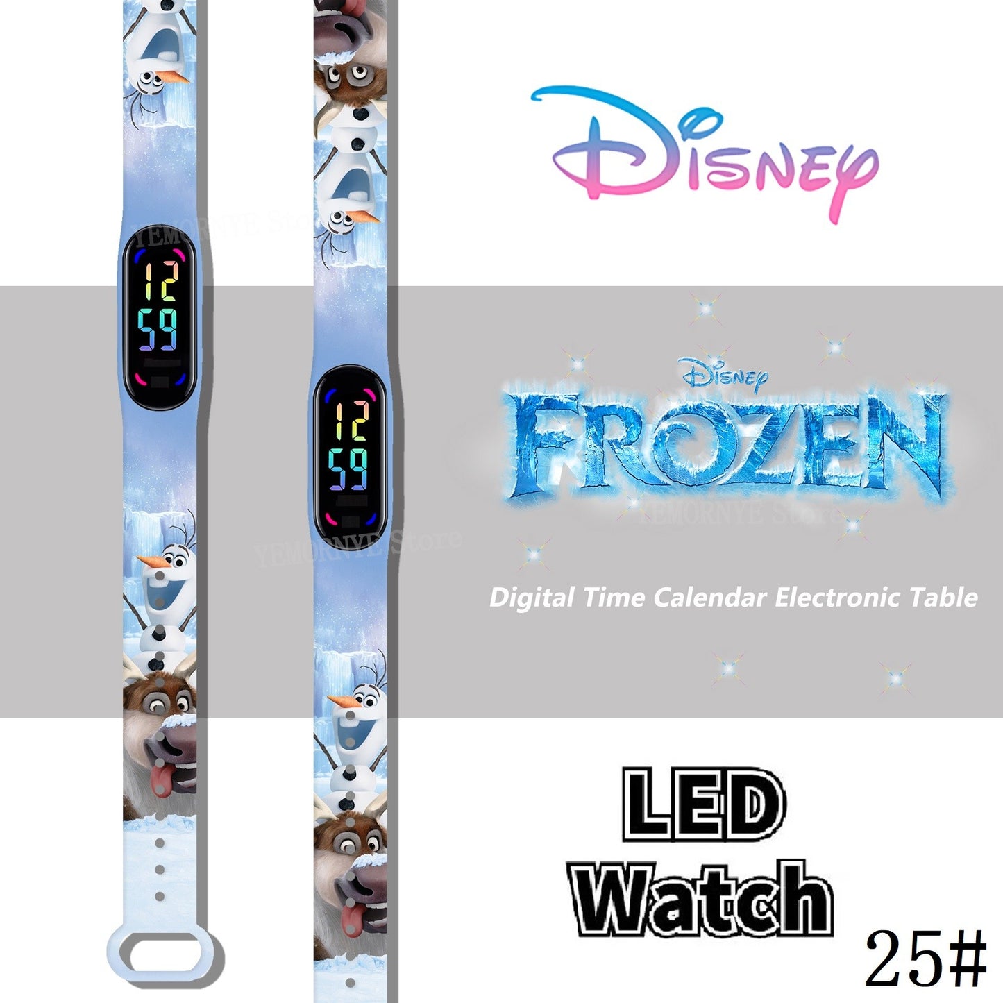 Disney Frozen Digital Kids' Watches Anime Figures LED Luminous Watch Touch Waterproof Electronic Sports Watch Kids Birthday Gift