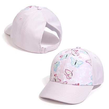 Fashion Kids Baseball Cap For Girls Boys Sun Hat Hollow Back Ponytail Caps Children Snapback Hip Hop Hats Adjustable Bones Caps
