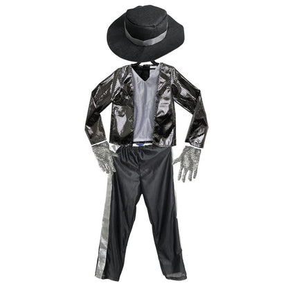 Children MJ Michael Jackson Cosplay Carnival Costume Coat Billie Jean Kids Party Superstar Singer Dance Clothing