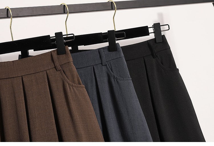 Solid Versatile Medium Length Pleated Skirt 2026 Plus Size Skirts A-Line Maxi Gown Spring Autumn New Half-length Umbrella Skirt