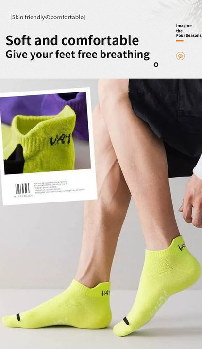 5 Pairs Men Bright Colored Ankle Socks Breathability Fashionable Casual Street Style Deodorizing Invisible Travel Running Socks