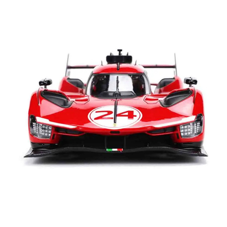 Bburago 1:18 2024 Wec QatarFerrari 499p 24h Lemans Modificata 24 Racing No83 Miniature Diecast Model Toys Acrylic Box Black #51