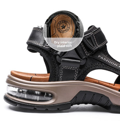 Fashion Men's Sandals Summer Soft Beach Flip Flop Comfortable Genuine Leather Sandals Outdoor Men Roman Sandals Size 46