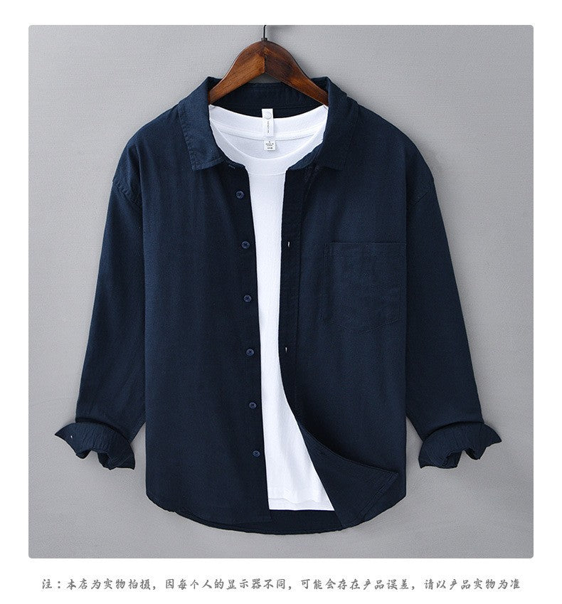 Men's Cotton-Linen Long Sleeve Shirt – Lightweight, Breathable, Vintage-Inspired Business Casual Shirt for Spring/Summer Fashion