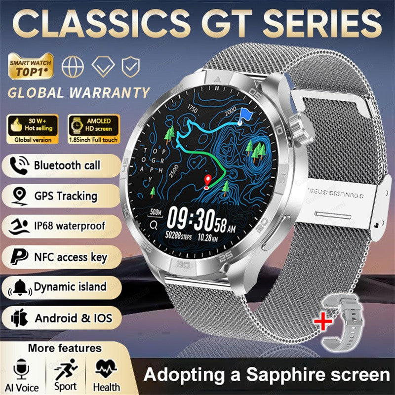 2026 Smartwatch com Display AMOLED Sempre Ativo, NFC, Chamada Bluetooth, Trajetória GPS, Impermeável, Saúde e Esporte, para Homens, Compatível com Android e iOS