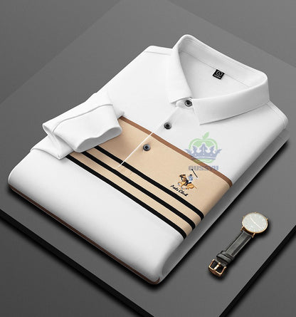 Luxury Embroidery Autumn Winter Men's Long-Sleeved Polo Shirt 100%Cotton Hip-Hop Harajuku Lapel Full-Sleeved polo Tops Male 3XL