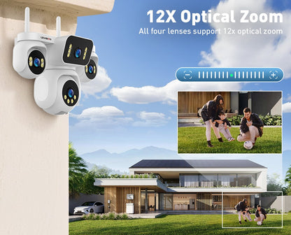 LS VISION 20MP IP Camera with 5m Cord 12X Zoom WiFi Security Cameras 4 Screens Night Vision Human Detection Auto Tracking HiEasy