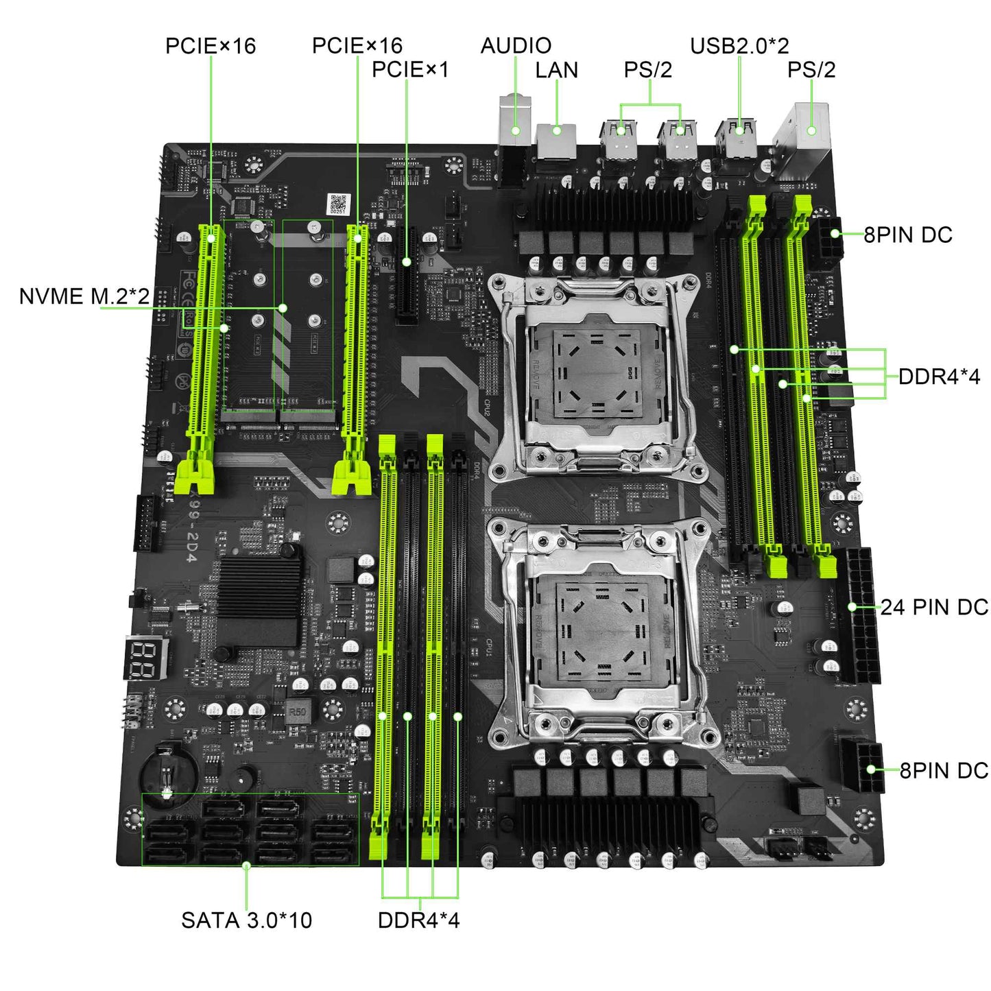 ZSUS X99 Dual Motherboard C612 Chip CPU M.2 LGA 2011 V3 E-ATX USB3.0 SATA3 8 DIMM DDR4 Support Xeon processor slot 2011-3