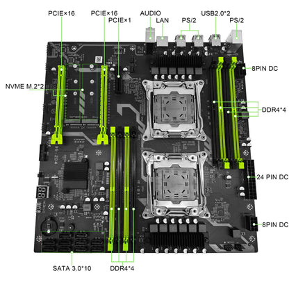 ZSUS X99 Dual Motherboard C612 Chip CPU M.2 LGA 2011 V3 E-ATX USB3.0 SATA3 8 DIMM DDR4 Support Xeon processor slot 2011-3