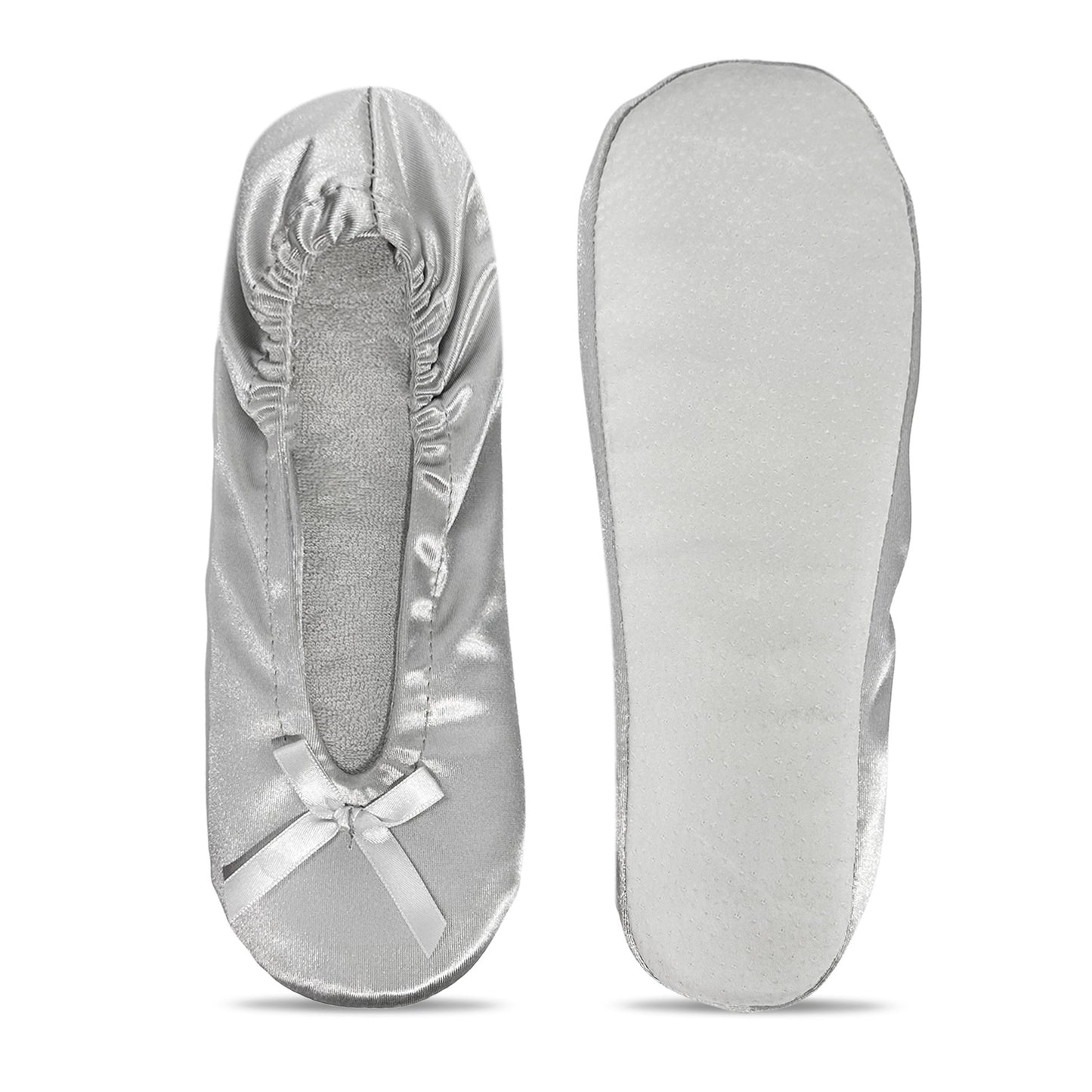 Women's Elegant Ballerina Flats, Lightweight Cozy Indoor Home House Ballet Flats, With Soft Foam Shoe-Insole & Bowknot Decor