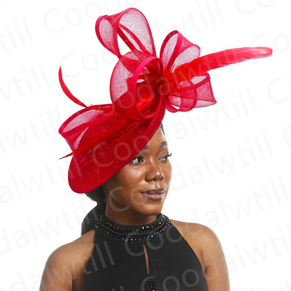 Noiva Casamento Malha Fascinators Chapéu Igreja Senhoras Mulheres Derby Chapéu Grande Fascinator Festa Evento Enfeite de Cabeça Noiva Casamento Pillbox Cap