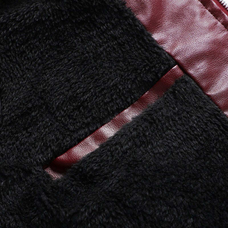 Mens Vintage Motorcycle Jacket 2023 Men Fashion New Biker Leather Jacket Male Embroidery Bomber Coat Winter Fleece Pu Overcoat