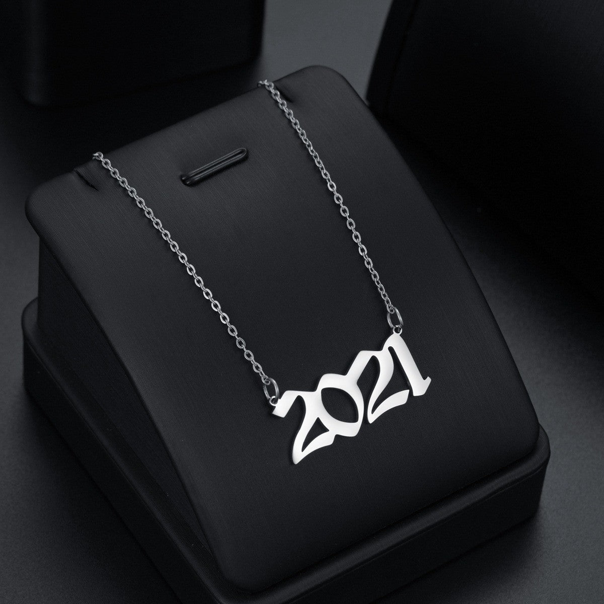 Colares de Aço Inoxidável 1980-2021 Ano de Nascimento para Mulheres e Homens Gargantilha com Número de Data Pingente de Joias Presente Comemorativo