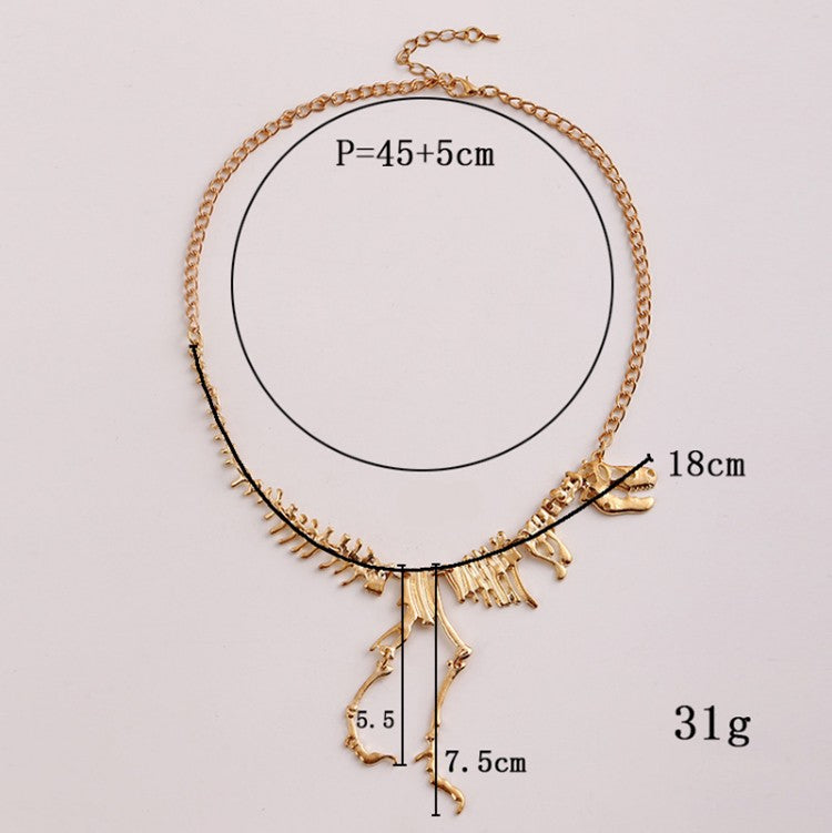 Sexy Long Necklaces Gothic Tyrannosaurus Rex Skeleton Dinosaur Pendant Charm Dragon Bone Jewelry Men Women Gifts