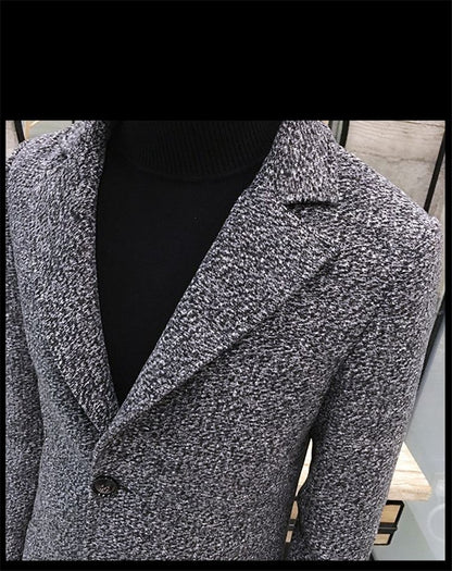 Men's Thick Wool Blends Trench Long Casual Top Coats Fashion Warm Coat Lapel Collar Overcoat Plus Size 5XL Male Slim Windbreaker