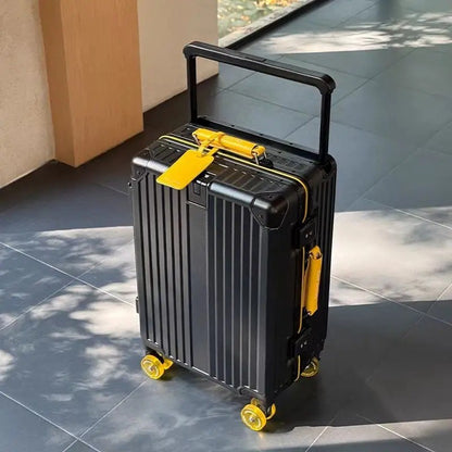 Mala de Viagem com Estrutura de Alumínio e Alça Larga, Rodas Giratórias Silenciosas Coloridas e Trava TSA, Mala de Carrinho de Grande Capacidade
