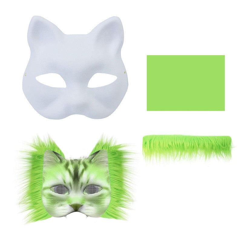 3Pcs/set DIY Handmade Graffiti Half Face Mask Therian Mask Kit Blank Mask Half Face Hand Drawn Animal Cat Fox Mask Party Gifts