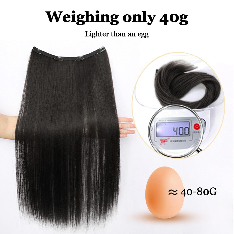 Aplique de Cabelo Sintético Liso Longo de Uma Peça com 4 Presilhas, Camada Interna Escondida, Peruca Colorida