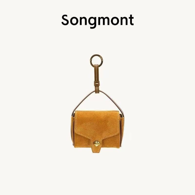 Songmont Genuine Leather Mini Bucket Bag Adjustable Drawstring Multi Straps White Black Blue Casual Chic Crossbody Bag Oversized